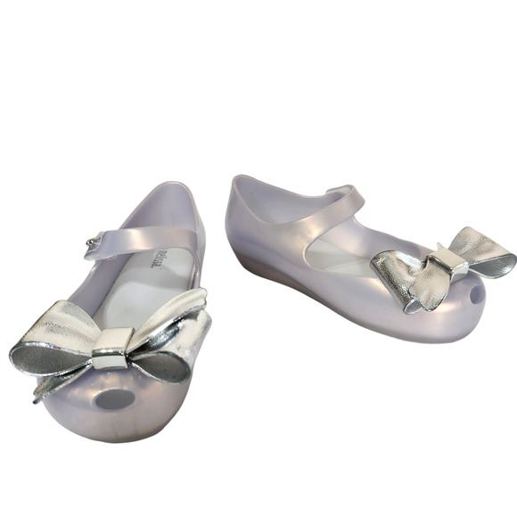 Mini Melissa Other - Mini Melissa Mini Ultragirl Make A Wish Metallic Silver Pearl Toddler Size 10